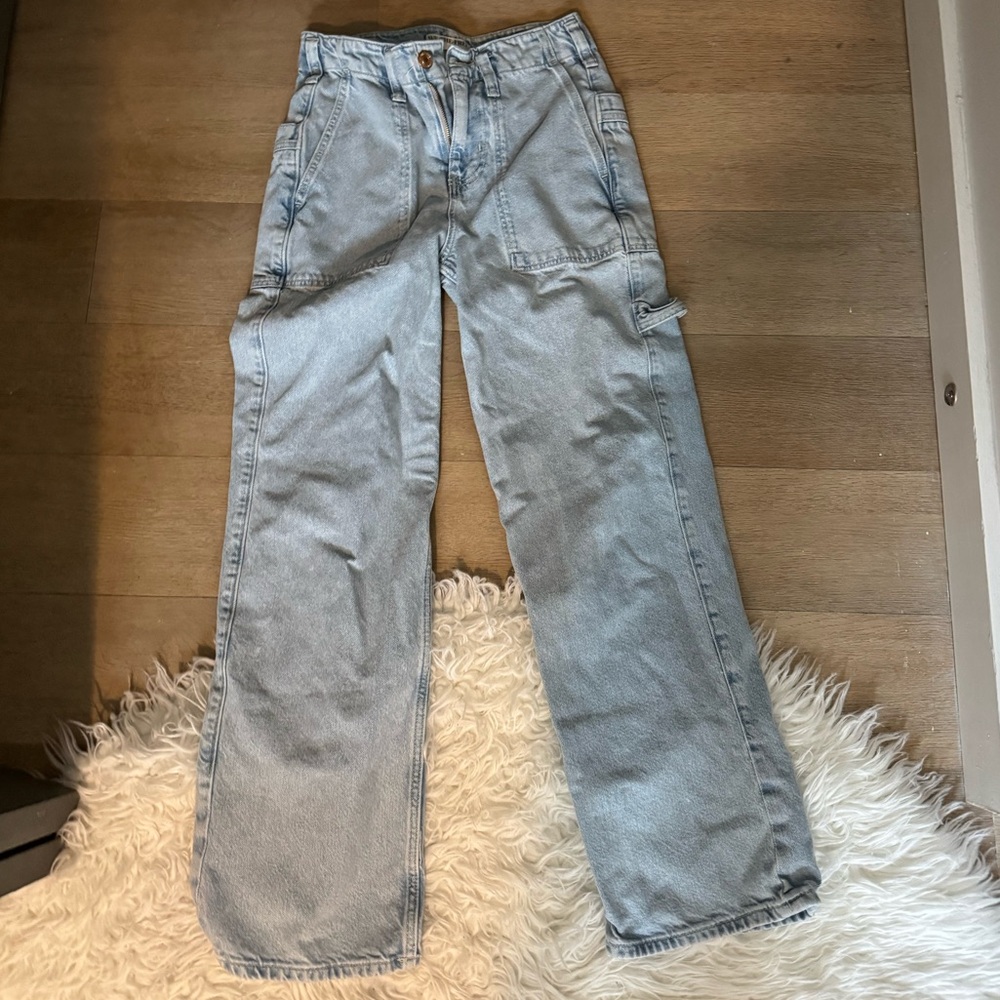 Free People Light Wash Straight-Leg Jeans